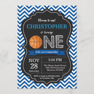 Basketball Birthday Uitnodiging eerste verjaardag