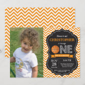 Basketball Birthday Uitnodiging eerste verjaardag (Voorkant / Achterkant)