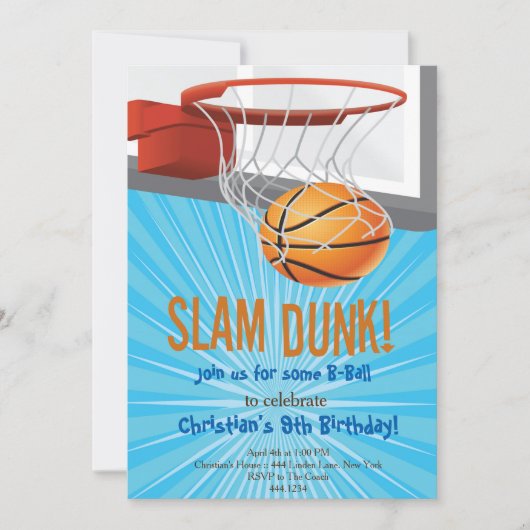 Basketball Birthday-uitnodigingen Kaart (Voorkant)