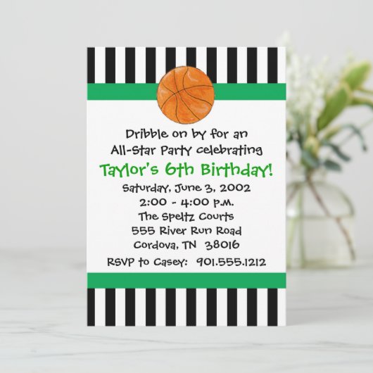 Basketball Birthday-uitnodigingen Kaart (Staand voorkant)