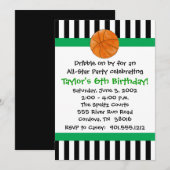 Basketball Birthday-uitnodigingen Kaart (Voorkant / Achterkant)