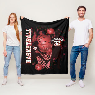 Basketball - Black and Red-DIY Text Fleece Deken