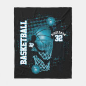 Basketball - Black en Baby Blue - DIY-tekst Fleece Deken (Voorkant)