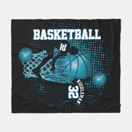 Basketball - Black en Baby Blue - DIY-tekst Fleece Deken (Voorkant (Horizontaal))