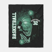 Basketball - Black en Green - DIY-tekst Fleece Deken (Voorkant)