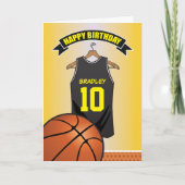 Basketball Black Yellow Jersey Birthday Kaart (Voorkant)