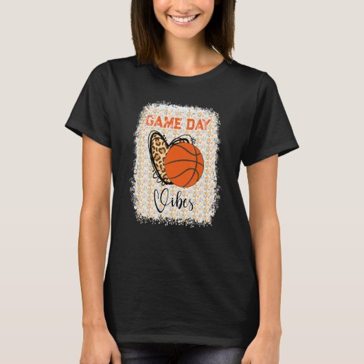 Basketball Bleached Game Day Vibes Basketball Mom  T-shirt (Voorkant)