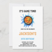 Basketball Blue Art Birthday-uitnodigingen Kaart (Voorkant)