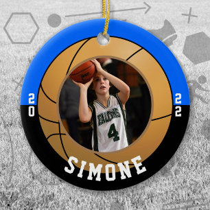 Basketball Blue Black Team Colors Keramisch Ornament