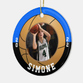 Basketball Blue Black Team Colors Keramisch Ornament (Links)