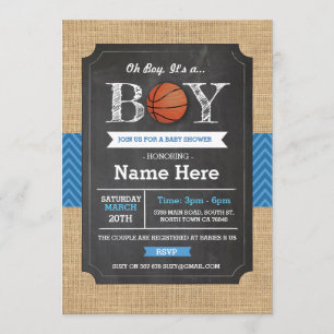 BasketBall Blue Boy Baby shower Sport Uitnodigen Kaart