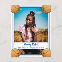 Basketball Blue en Black Afstuderen Aankondigingskaart