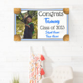 Basketball Blue en Black One Photo Afstuderen Spandoek (Insitu)