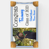 Basketball Blue en Black One Photo Afstuderen Spandoek (Verticaal)