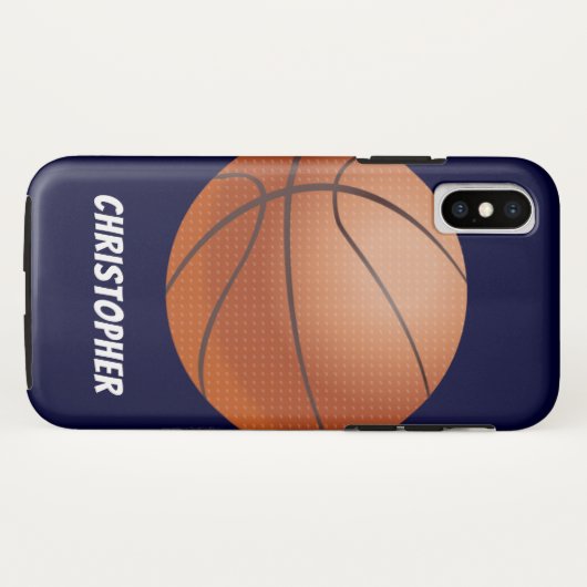 Basketball, Blue, persoonlijke naam Case-Mate iPhone Case (Achterkant (horizontaal))