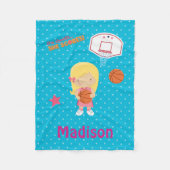 Basketball Blue Polka Dot Hoop Basketball Fleece Deken (Voorkant)