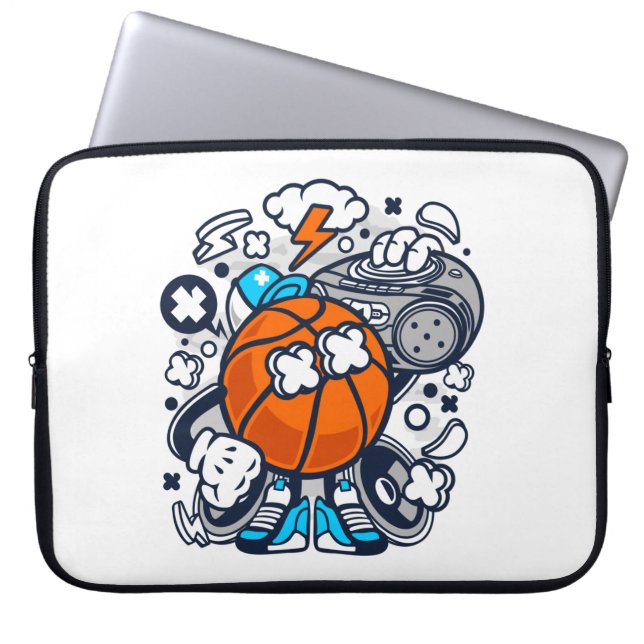Basketball Boombox Cartoon | Sport Laptop Sleeve (Voorkant)