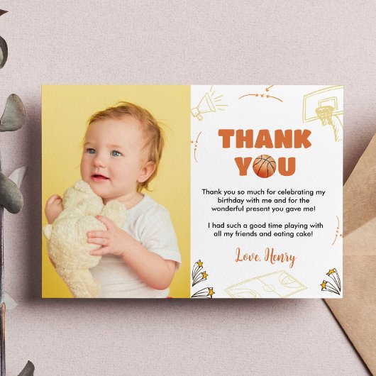 Basketball Boy Birthday Foto Hartelijk dank Bedankkaart