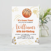 Basketball Boy Birthday Invitation Sport Party Kaart (Staand voorkant)