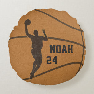 Basketball Boy Gepersonaliseerd rond Sierkussen Rond Kussen