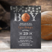 Basketball Boy Rustic Chalkboard Baby shower Kaart