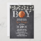 Basketball Boy Rustic Chalkboard Baby shower Kaart (Voorkant)