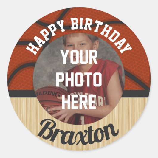 Basketball Boys Birthday Party Photo sticker (Voorkant)