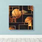 Basketball Bronze Abstract Canvas Afdruk (Insitu (Houten vloer))