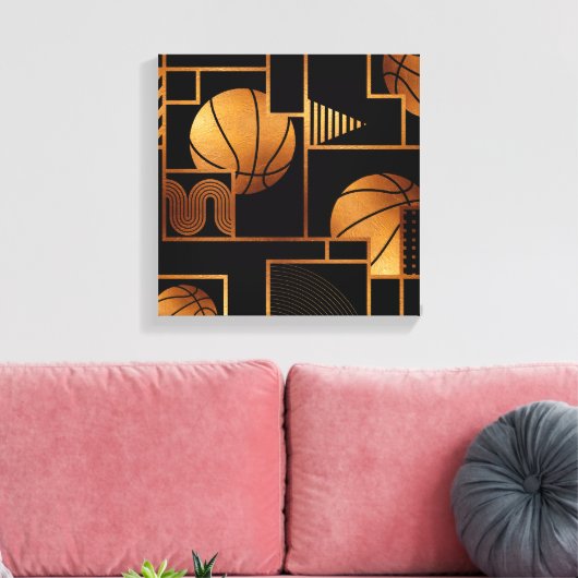 Basketball Bronze Abstract Canvas Afdruk (Insitu (Woonkamer))