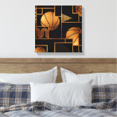 Basketball Bronze Abstract Canvas Afdruk (Insitu (Slaapkamer))