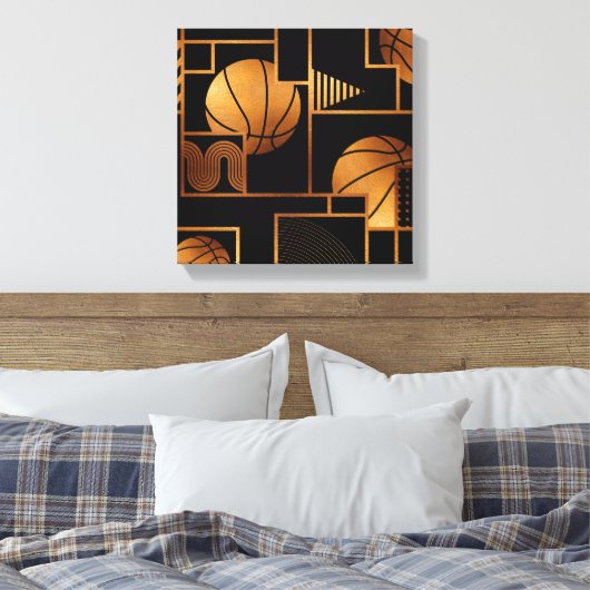 Basketball Bronze Abstract Canvas Afdruk (Insitu (Slaapkamer))