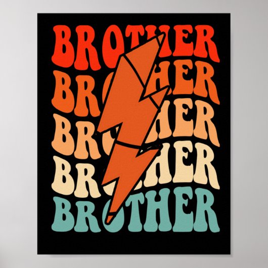 Basketball Brother Retro Groovy Lightning Bolt Fat Poster (Voorkant)