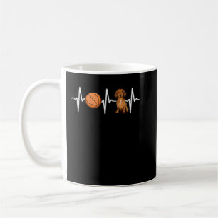 Basketball Brown Dachshund Heartbeat Hondenliefheb Koffiemok