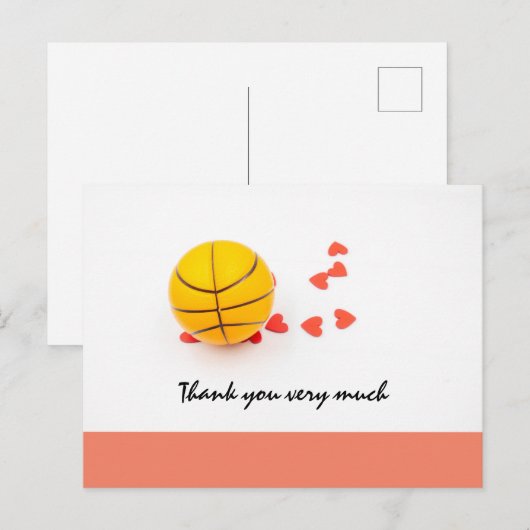 Basketball bruiloft met liefde rood harten briefkaart (Voorkant / Achterkant)