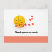 Basketball bruiloft met liefde rood harten briefkaart (Voorkant)