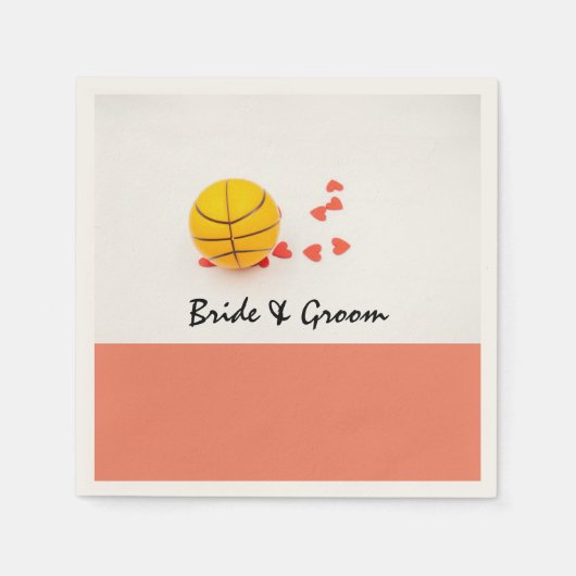 Basketball bruiloft met liefde rood harten servet (Voorkant)
