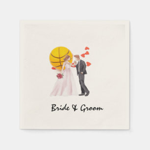 Basketball bruiloft met liefde rood harten servet