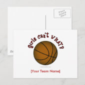 Basketball - Bruin/Rood Briefkaart (Voorkant / Achterkant)