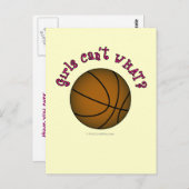 Basketball - Bruin/Roze Briefkaart (Voorkant / Achterkant)