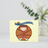BASKETBALL Brunette Girl T-shirts en cadeautjes Briefkaart (Staand voorkant)