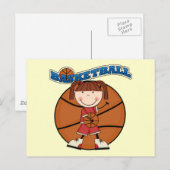 BASKETBALL Brunette Girl T-shirts en cadeautjes Briefkaart (Voorkant / Achterkant)