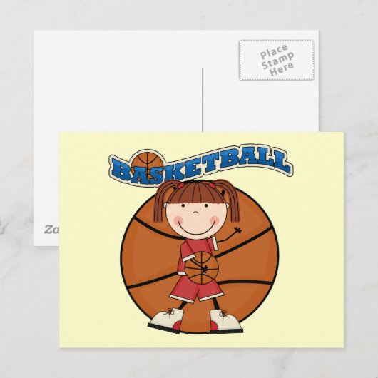 BASKETBALL Brunette Girl T-shirts en cadeautjes Briefkaart (Voorkant / Achterkant)