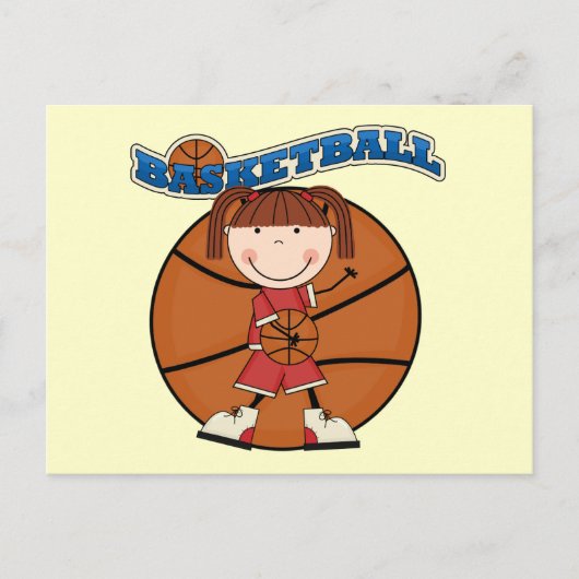 BASKETBALL Brunette Girl T-shirts en cadeautjes Briefkaart (Voorkant)