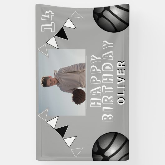 Basketball Bunting Flags Foto van Birthday Spandoek (Verticaal)