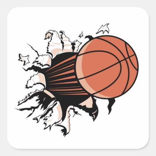 Basketball Burst T-shirts en cadeautjes Vierkante Sticker (Voorkant)