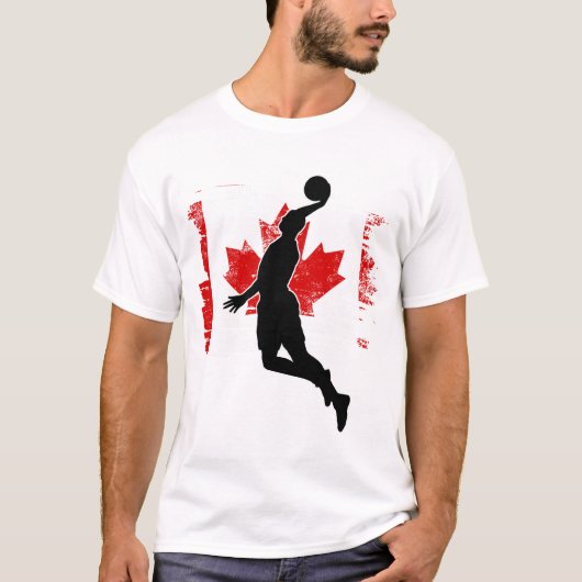 Basketball Canada Canadese vlag Dunking Funny Gift T-shirt (Voorkant)