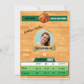 Basketball Card W/Stats Afstudeerder Invitations - Kaart (Voorkant)