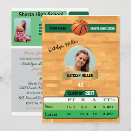 Basketball Card W/Stats Afstudeerder Invitations - Kaart