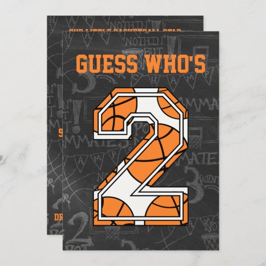 Basketball Chalkboard 2e verjaardag Kaart (Voorkant / Achterkant)