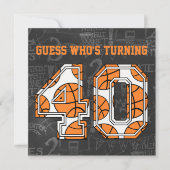 Basketball Chalkboard 40th Birthday Party Kaart (Voorkant)